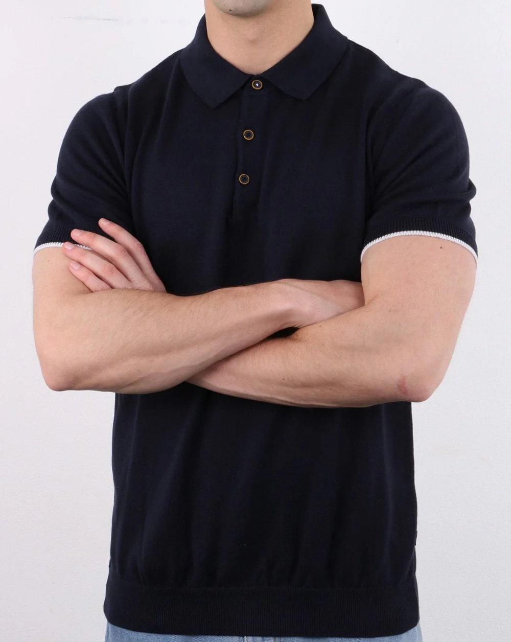 Knitted Polo Navy - Image 4