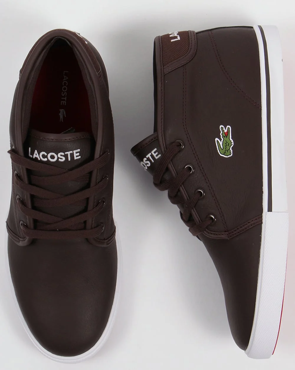 Lacoste Ampthill Leather Trainers Dark Brown - Image 2