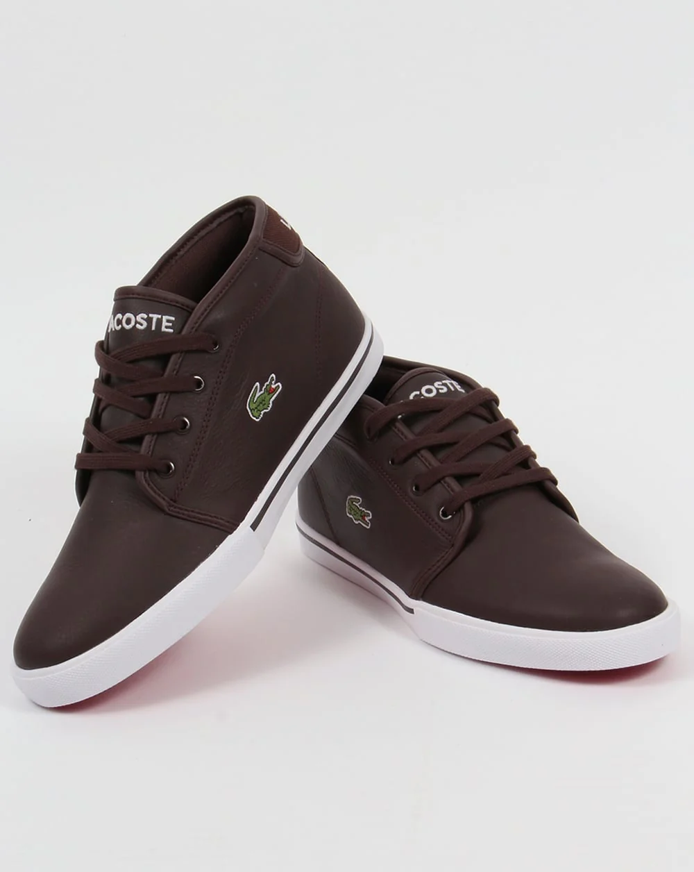 Lacoste Ampthill Leather Trainers Dark Brown - Image 3