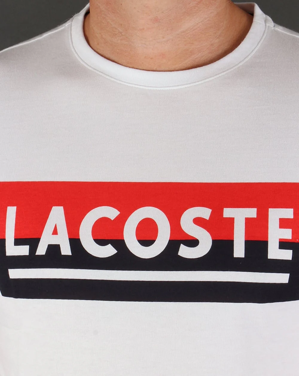 Lacoste Banner Logo T-shirt White/Navy/Red - Image 2