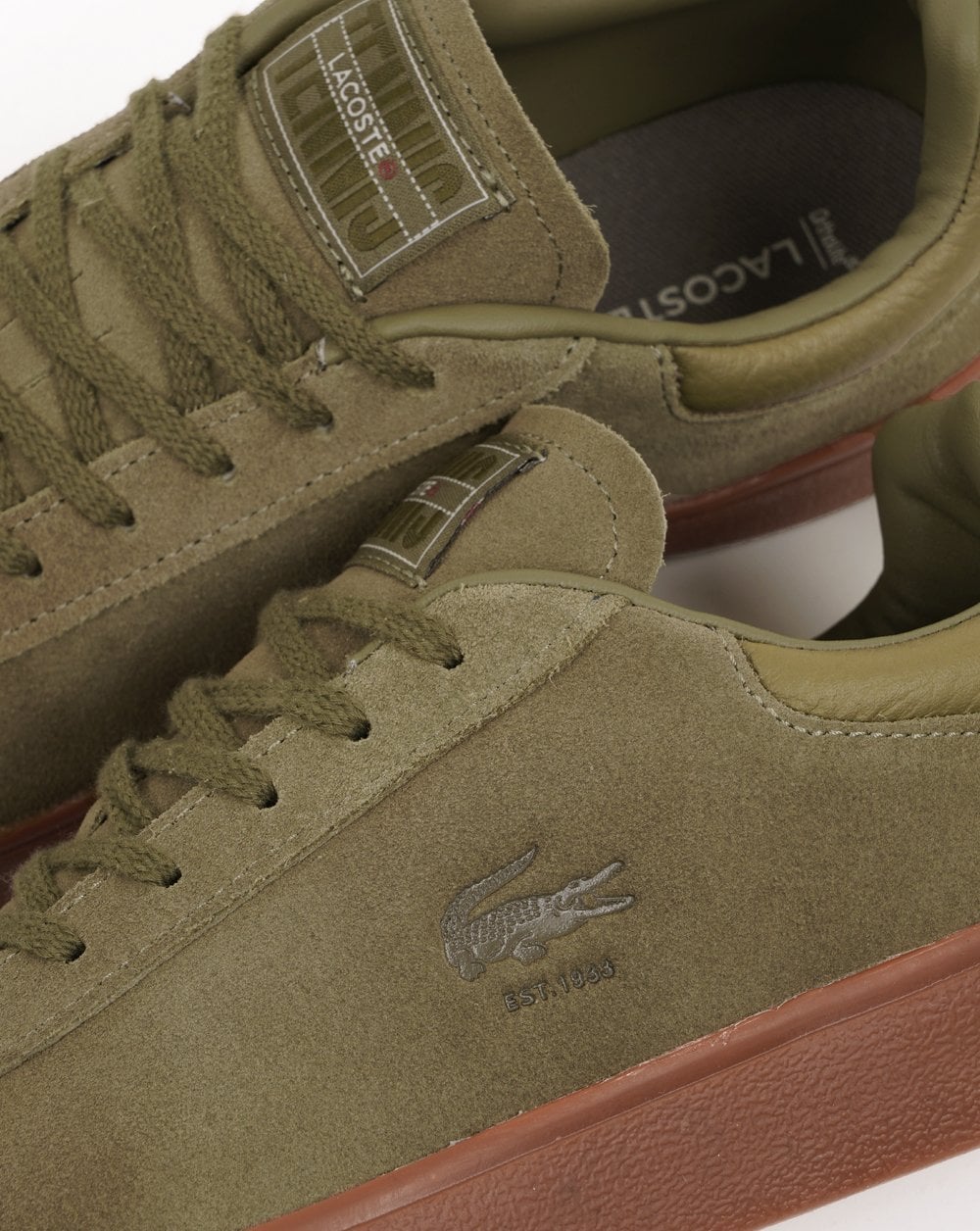 Lacoste Baseshot Trainers Khaki/Gum - Image 4