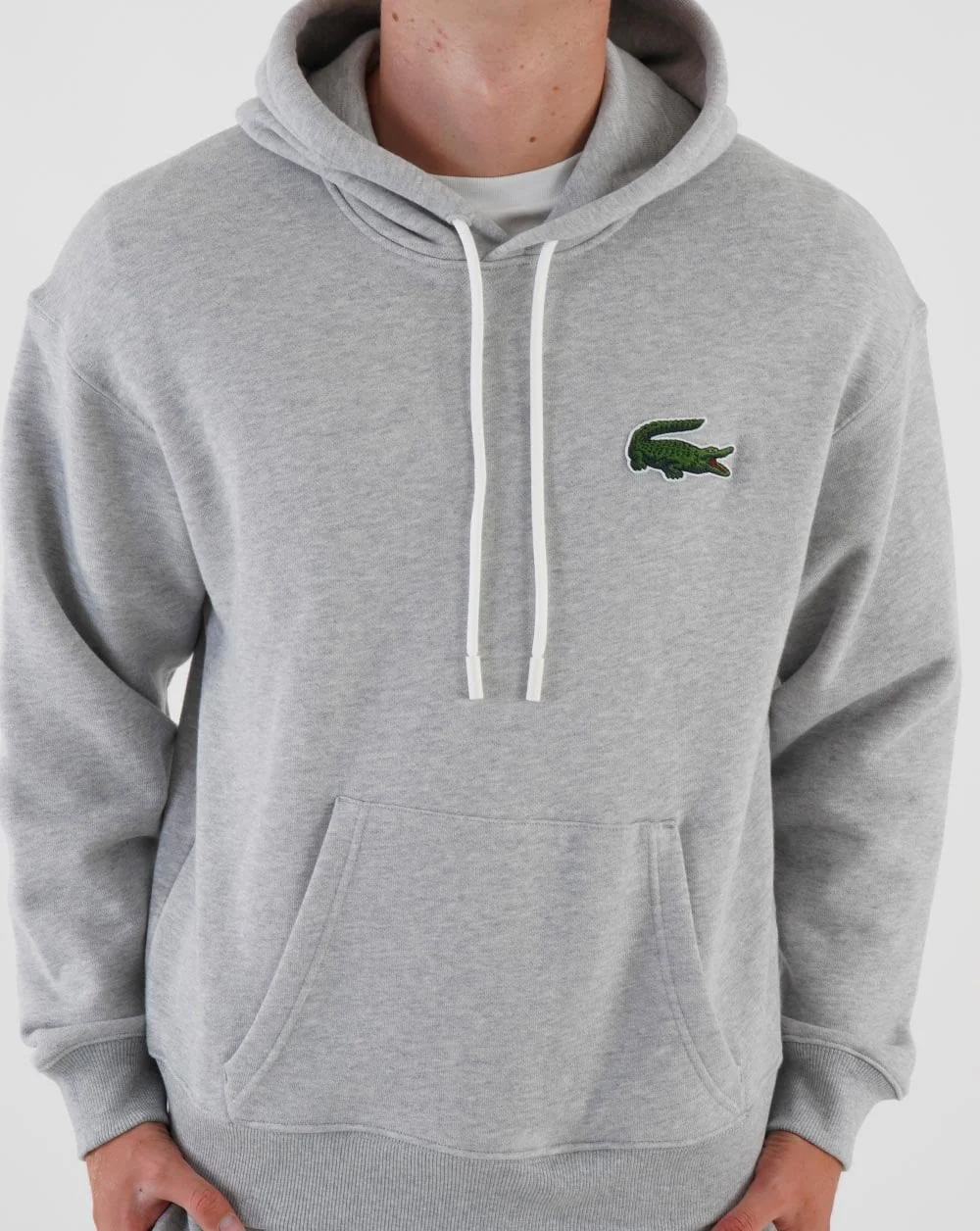 Lacoste Big Croc Pullover Hoodie Silver Chine - Image 4