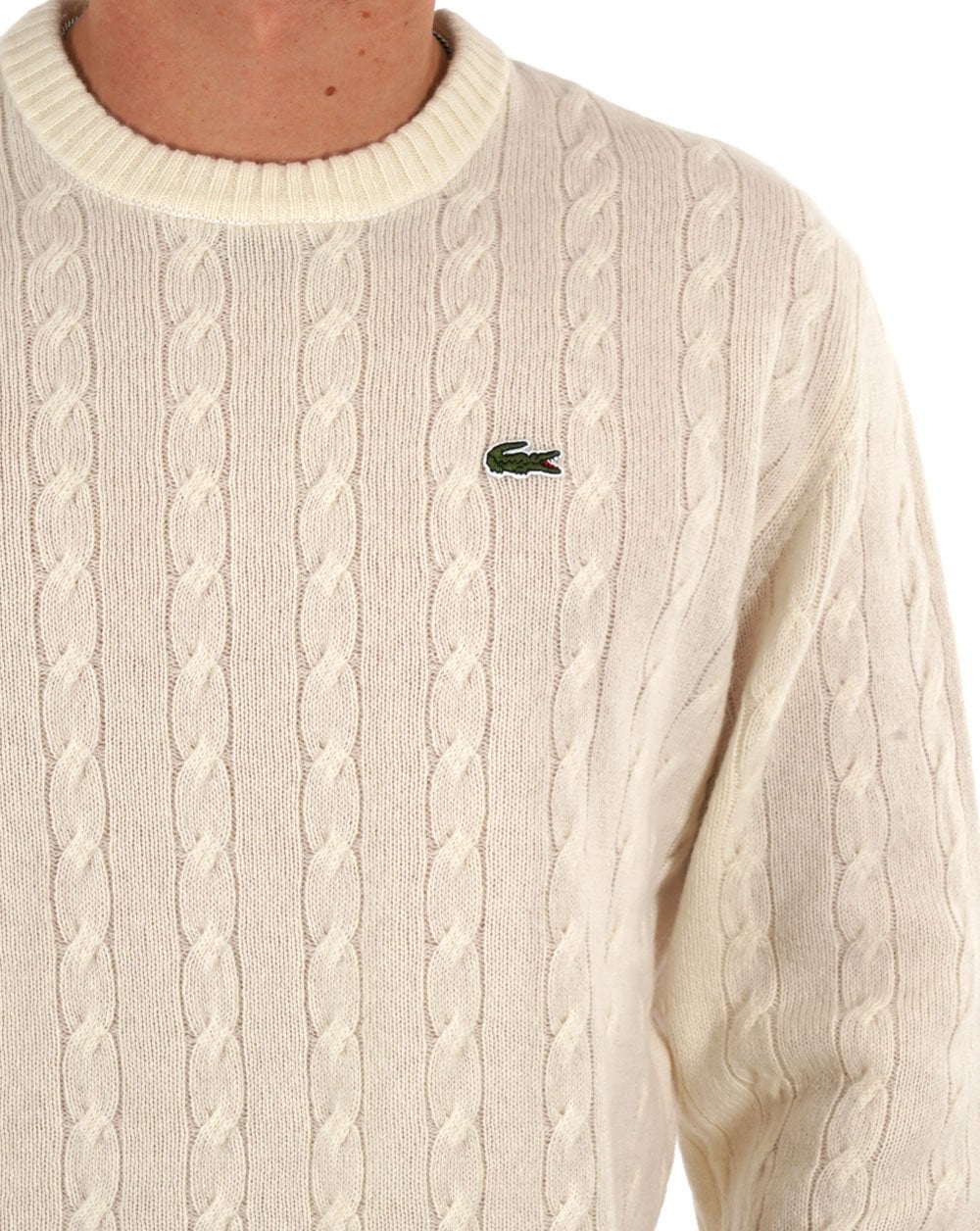 Lacoste Cable Knit Jumper Ecru - Image 2