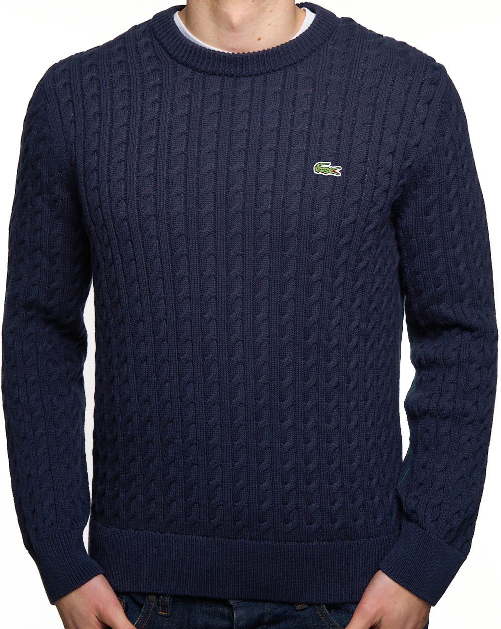 Lacoste Cable Knit Cotton Jumper Navy