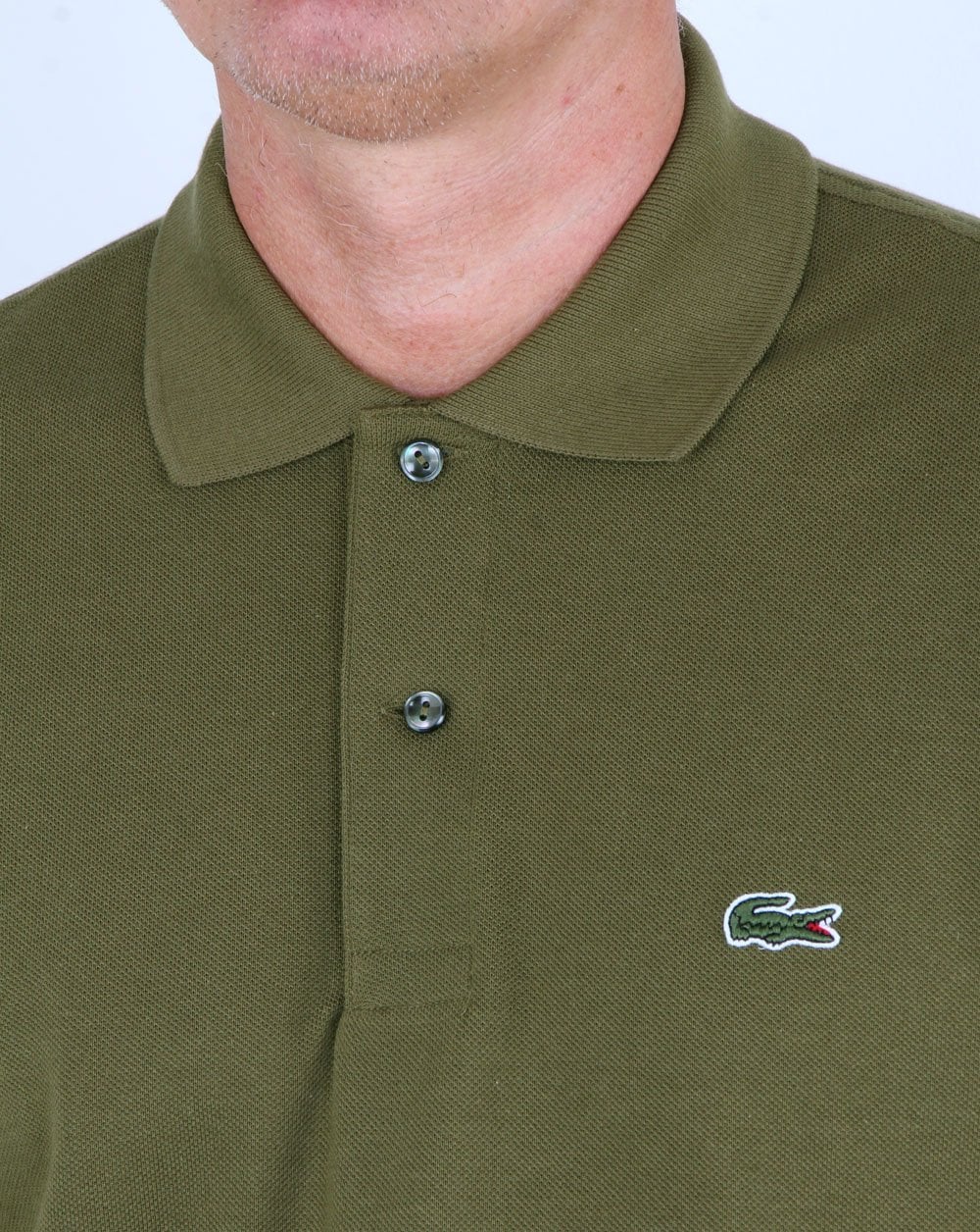 Lacoste Classic Two Button Polo Shirt Army - Image 2