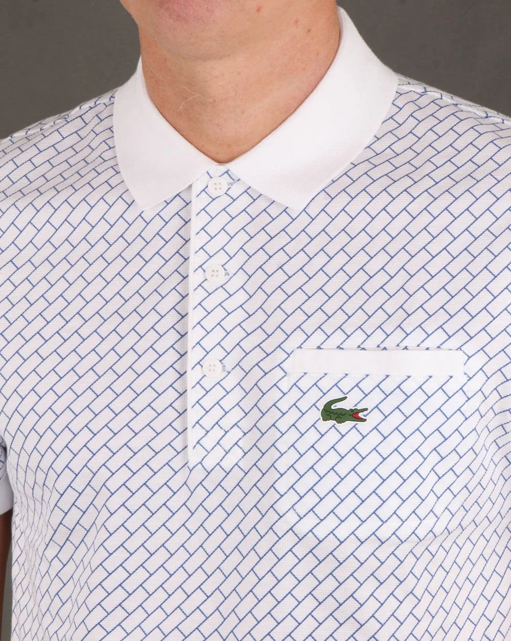 Lacoste Contrast Collar Polo Shirt White and Navy - Image 2