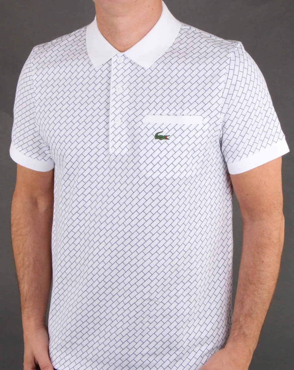 Lacoste Contrast Collar Polo Shirt White and Navy - Image 3