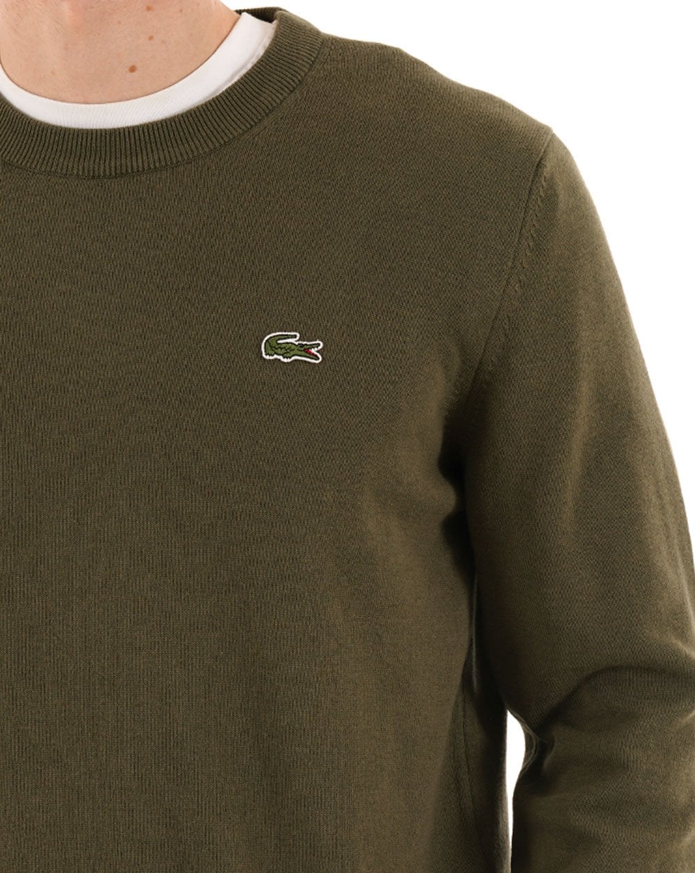 Lacoste Cotton Blend Crew Knit Olive - Image 2