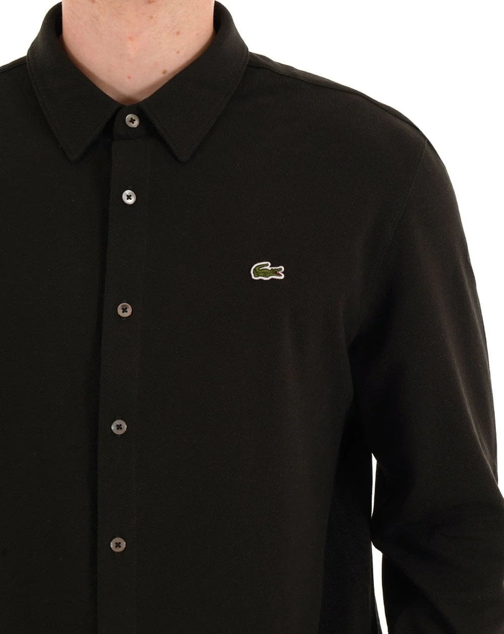 Lacoste Cotton Pique Shirt Black - Image 2