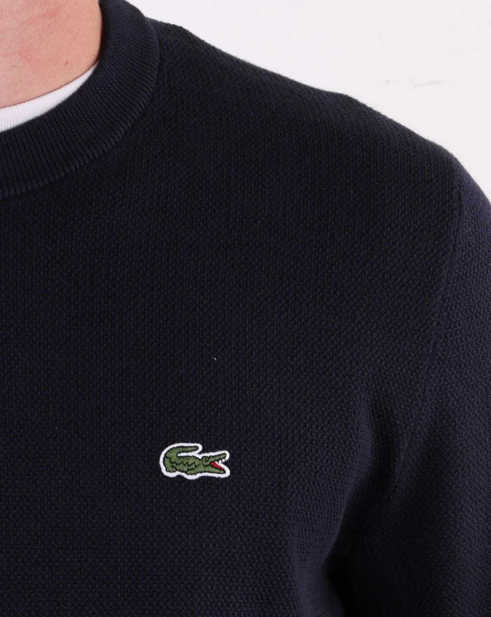 Lacoste Crew Neck Cotton Pique Jumper Navy - Image 2