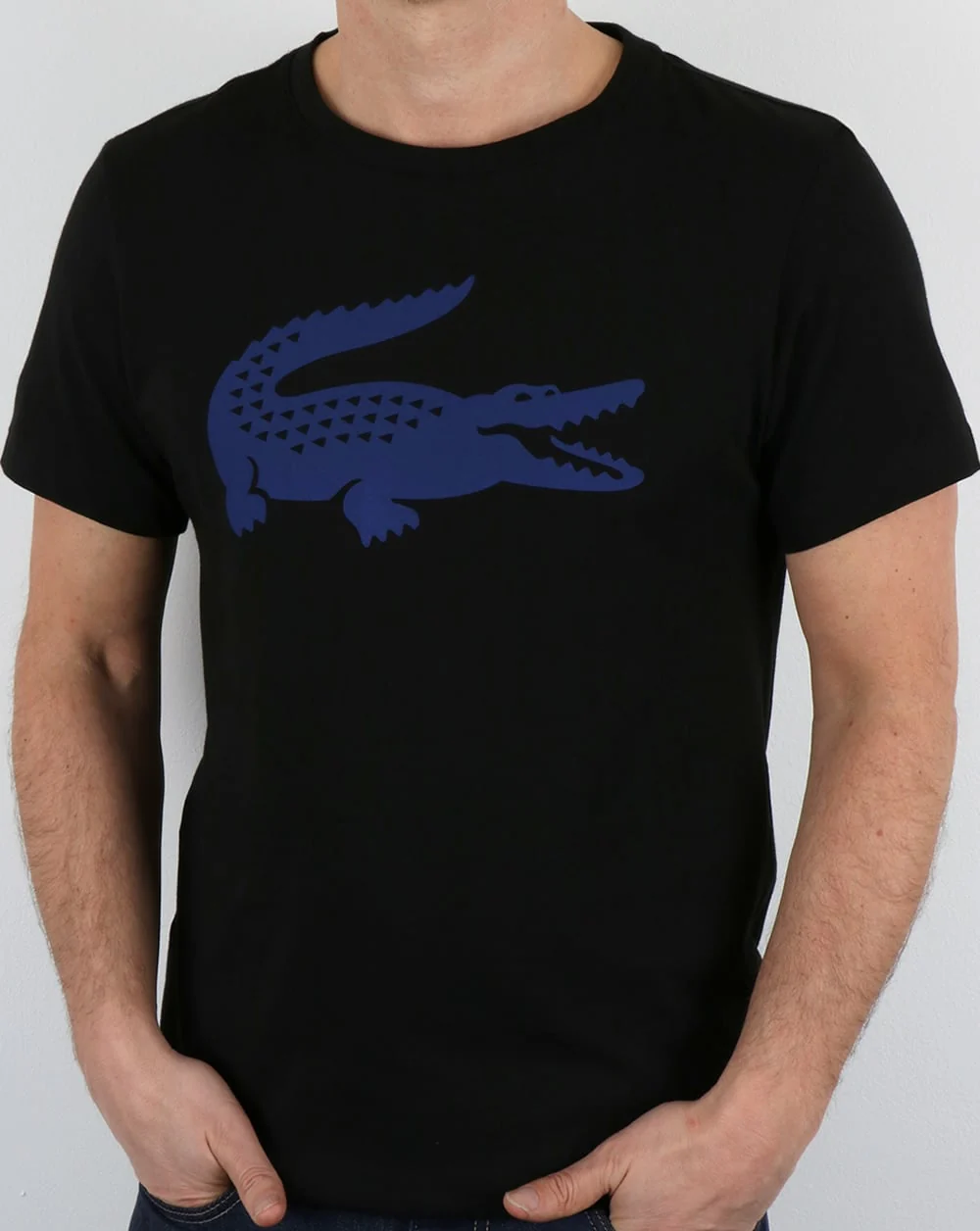Lacoste Croc Print T Shirt Black/French Blue