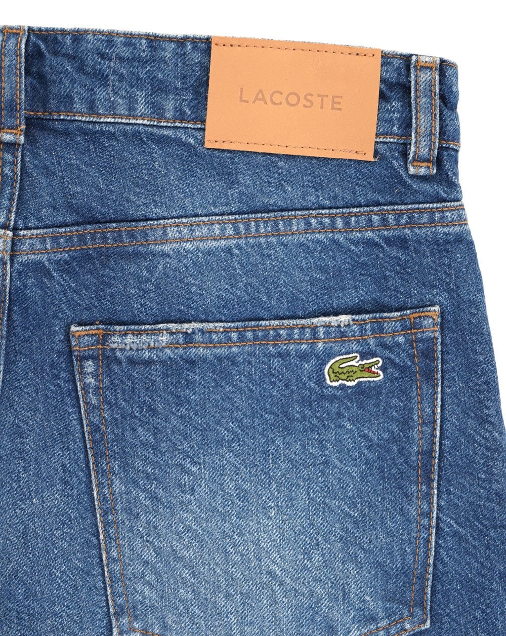 Lacoste Denim Bermuda Shorts Washed Deep Medium Blue - Image 2