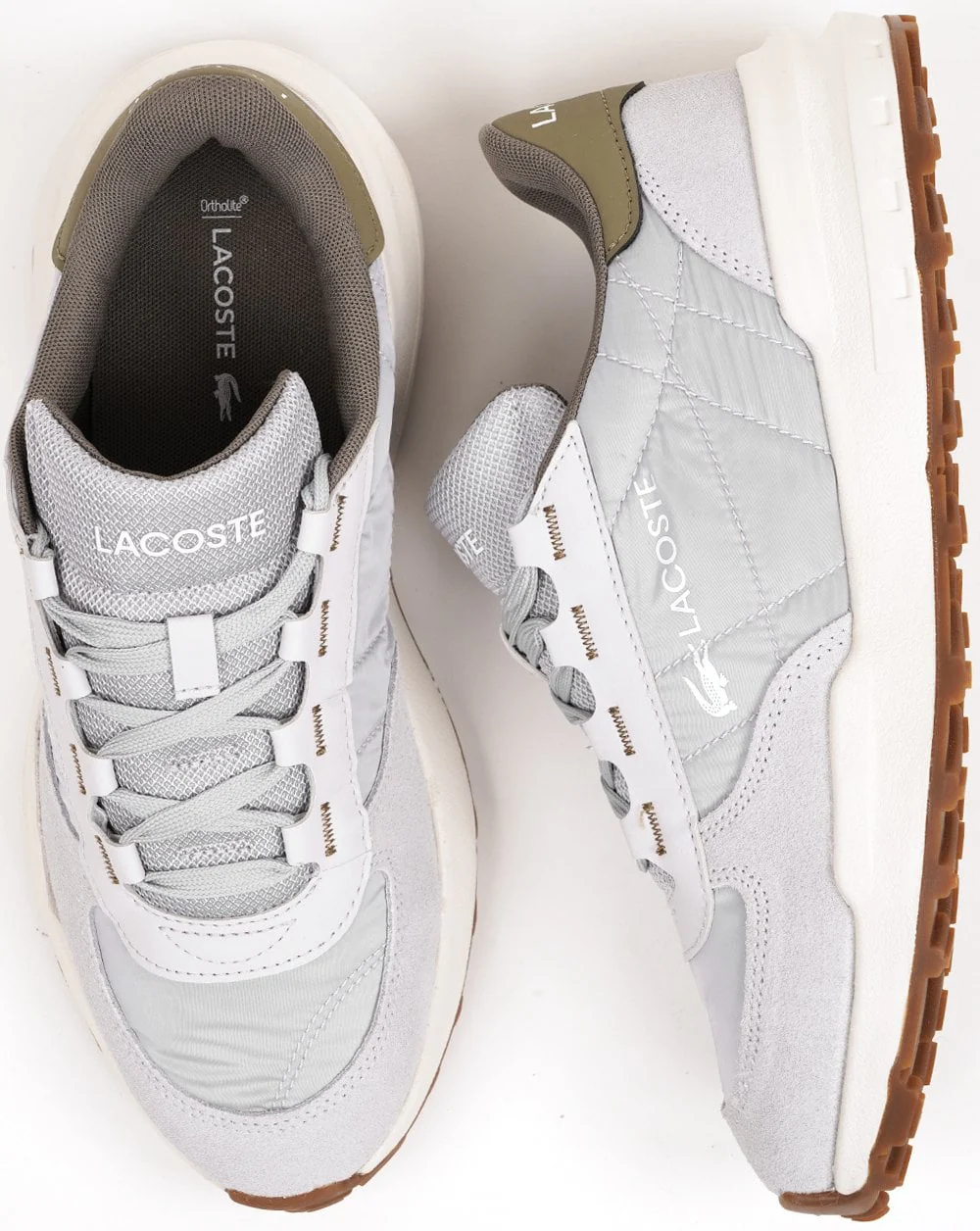 Lacoste Elite Active Evo Trainers Light Grey/Khaki - Image 2