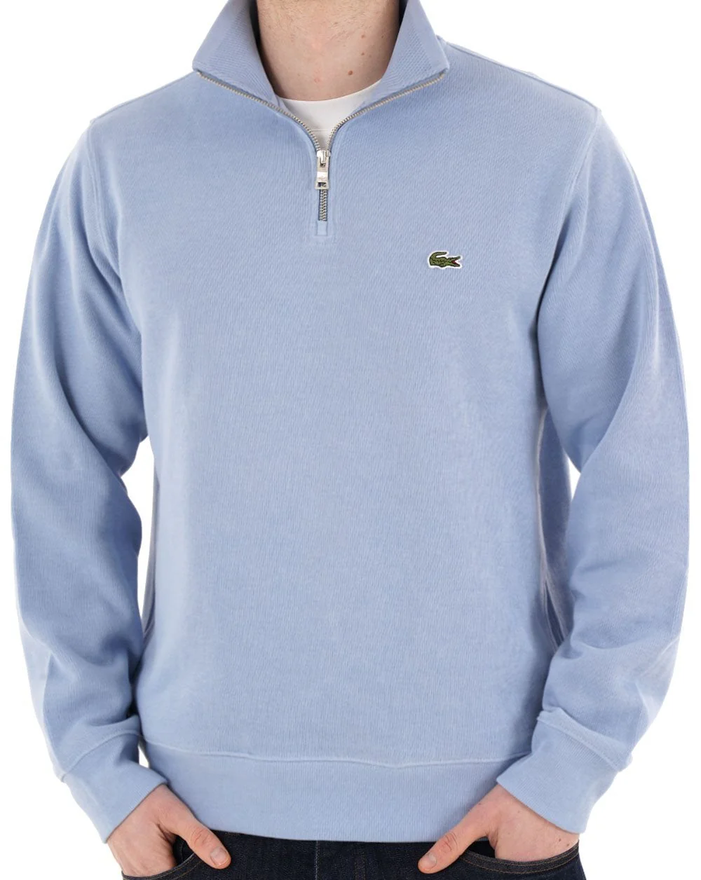 Lacoste Half Zip Sweatshirt Light Blue - Image 3