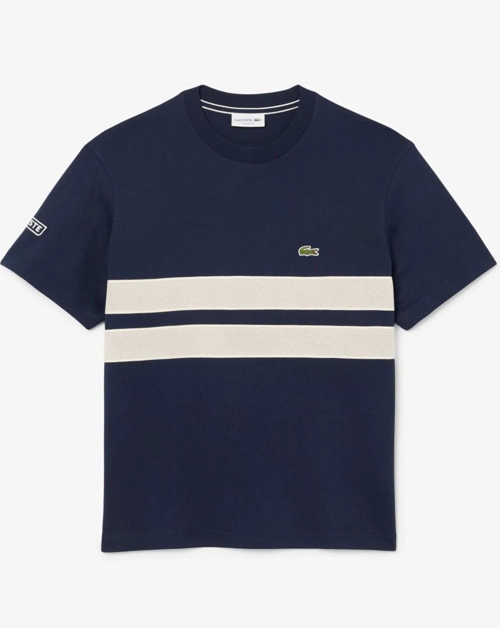 Lacoste Heavy Jersey Mesh Band T Shirt Navy - Image 2