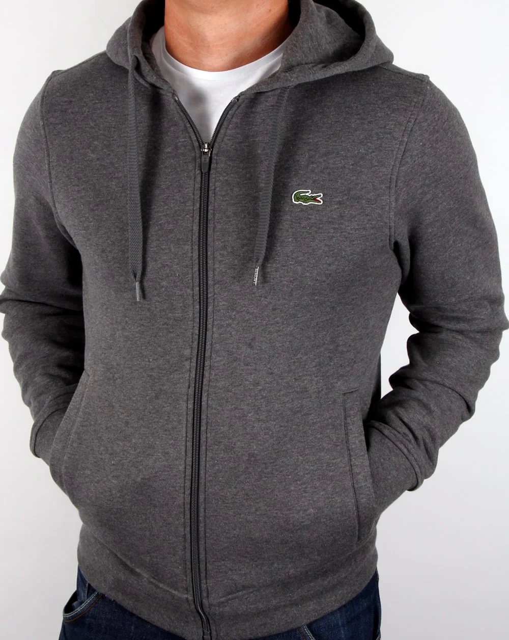 Lacoste Hooded Full Zip Sweatshirt Dark Grey - Image 3
