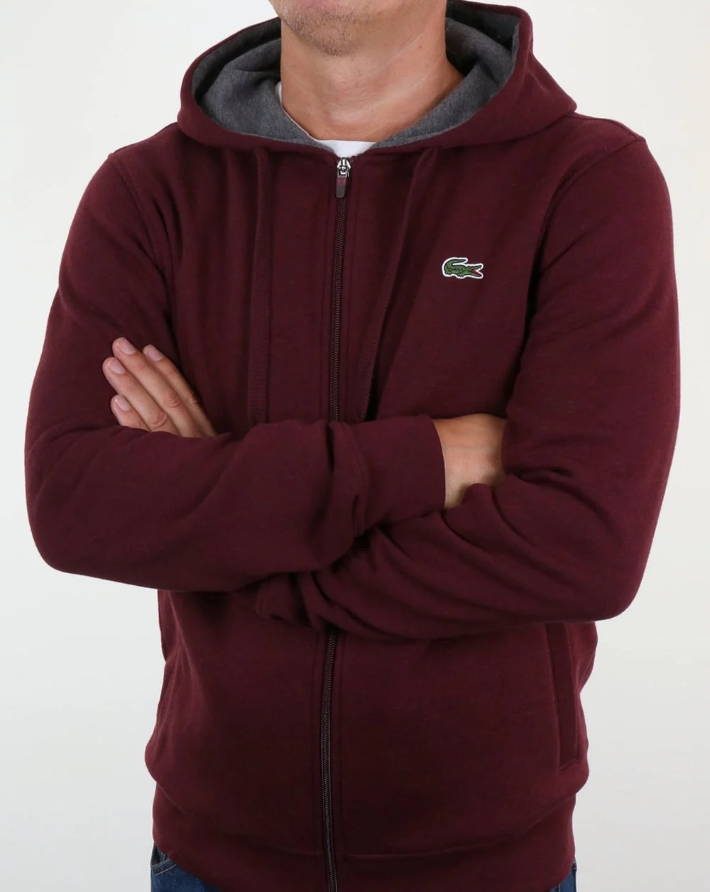 Lacoste Hooded Full Zip Sweatshirt Grape Vine Chine