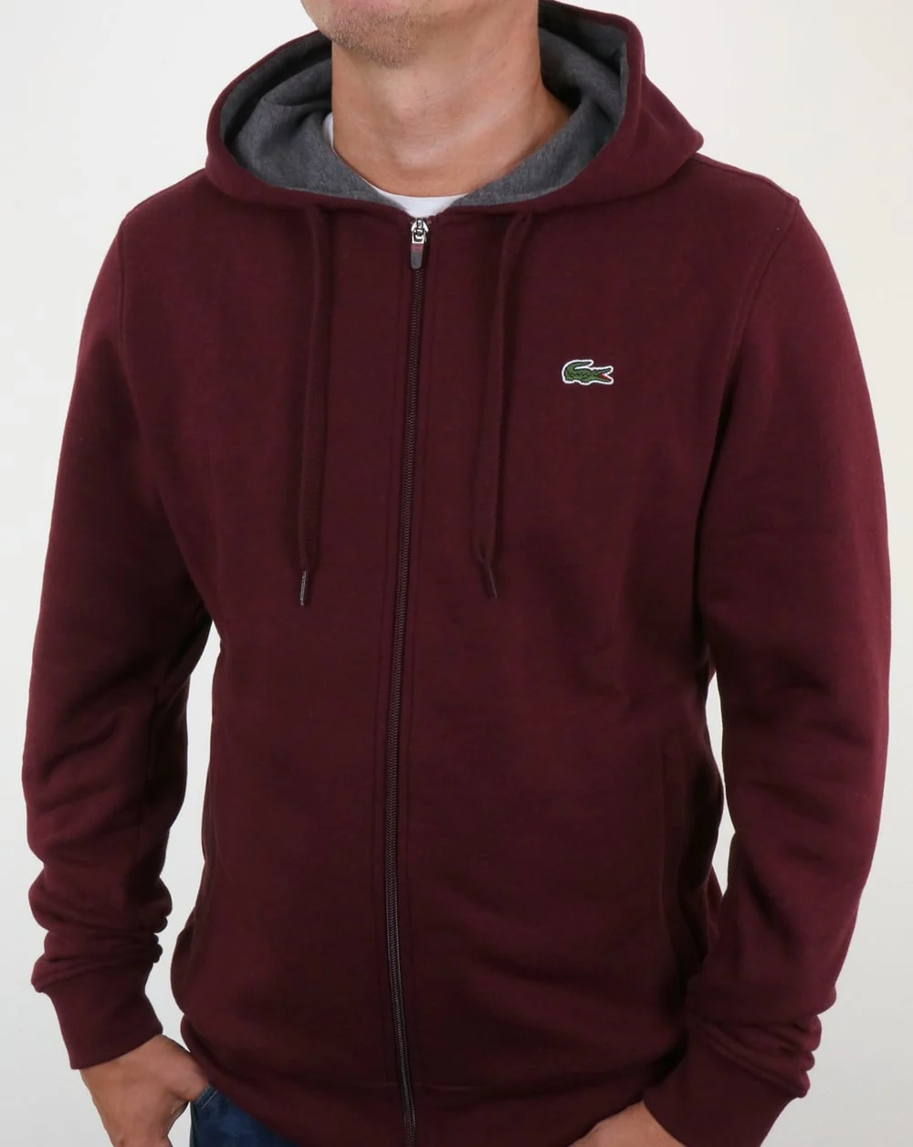 Lacoste Hooded Full Zip Sweatshirt Grape Vine Chine - Image 2