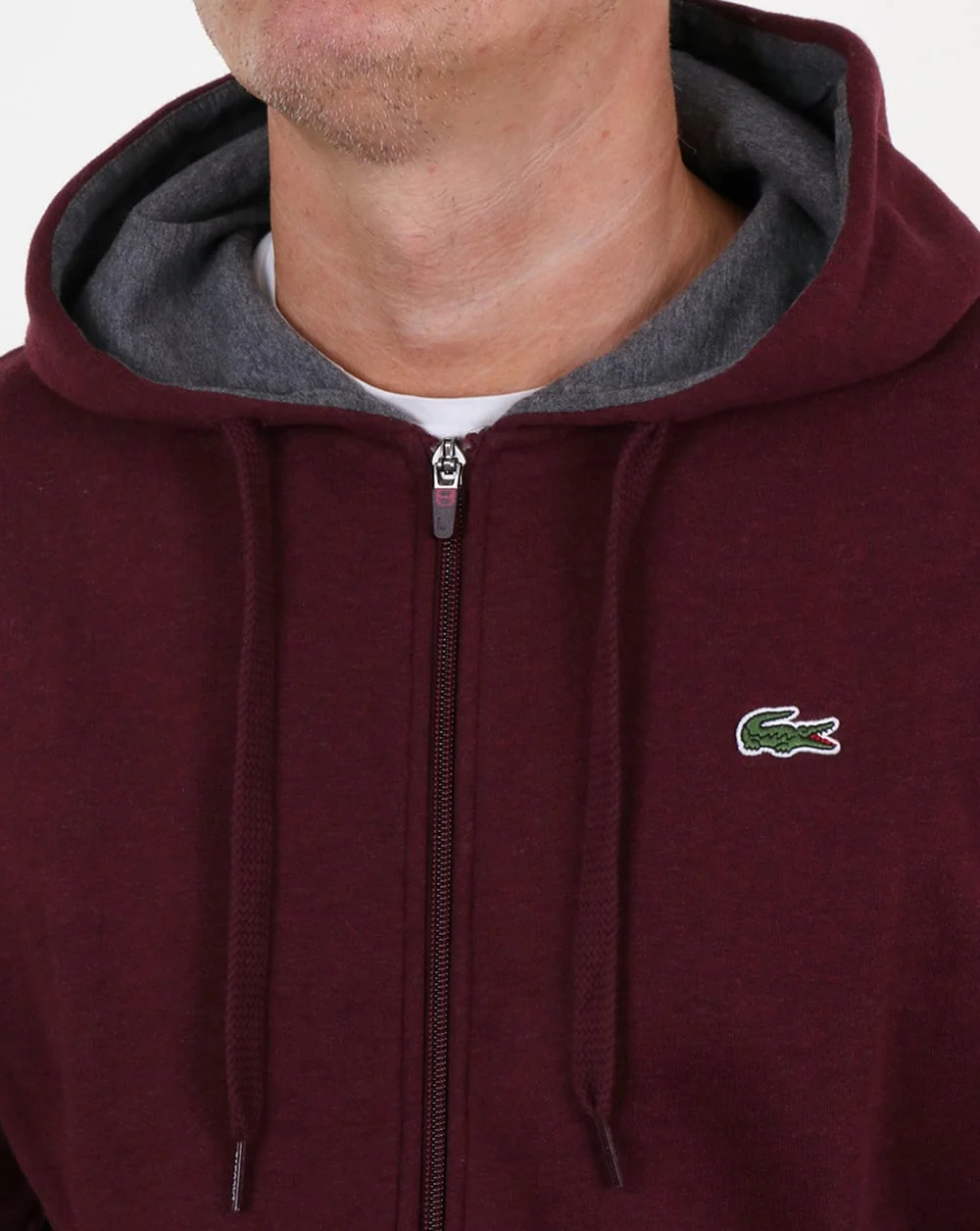 Lacoste Hooded Full Zip Sweatshirt Grape Vine Chine - Image 3