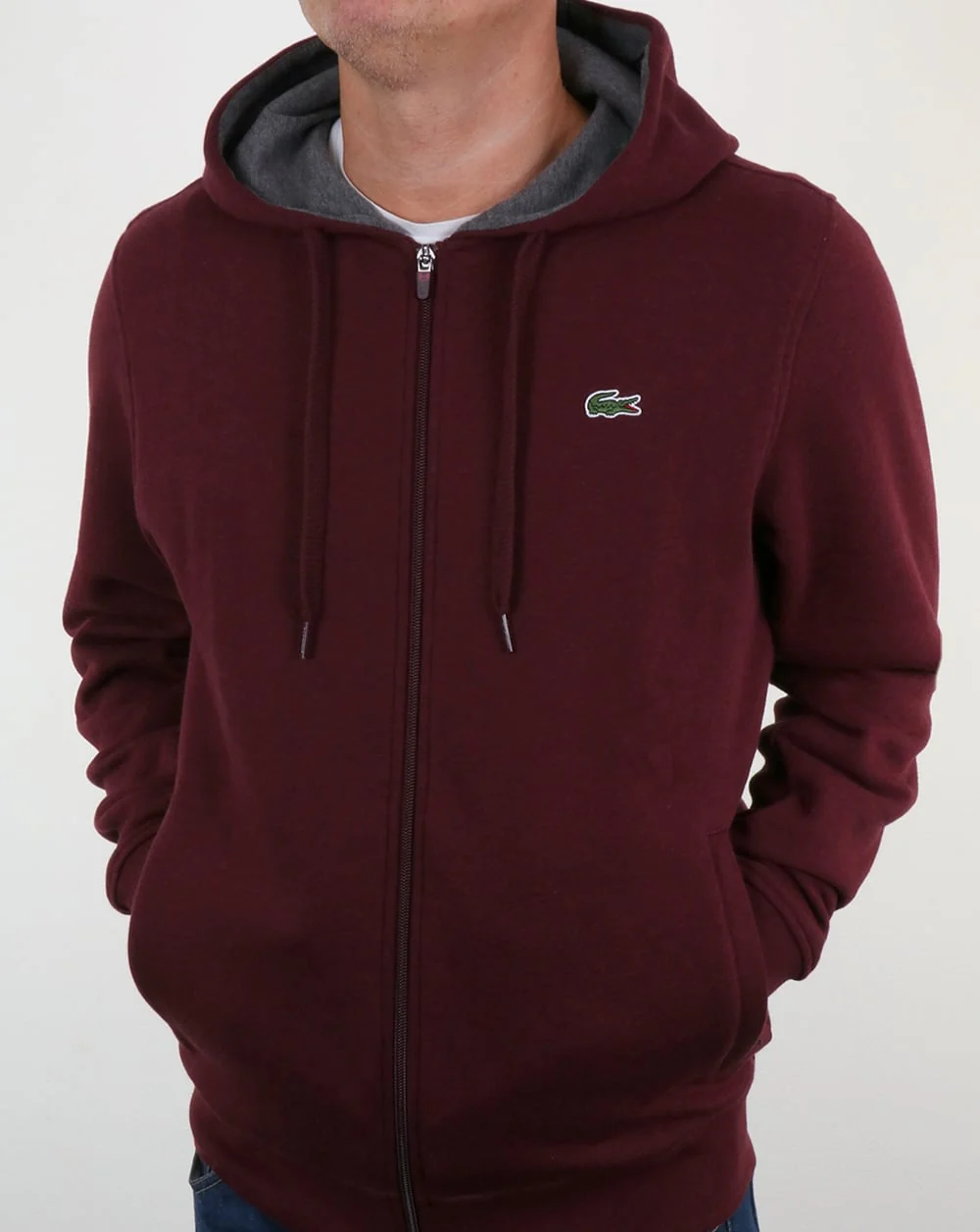 Lacoste Hooded Full Zip Sweatshirt Grape Vine Chine - Image 4