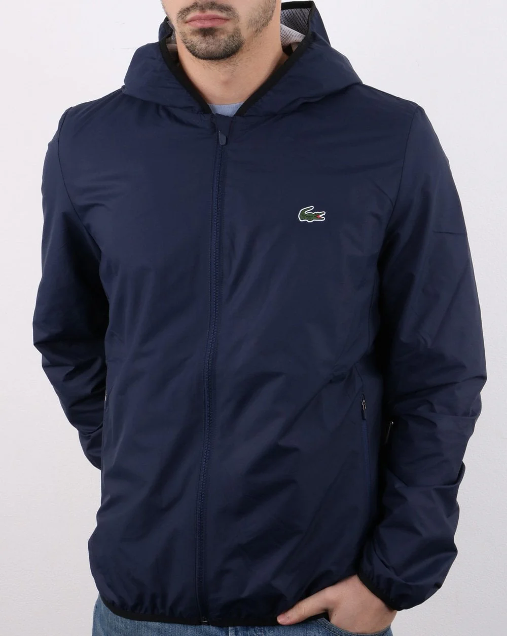 Lacoste Hooded Jacket Navy/White - Image 2