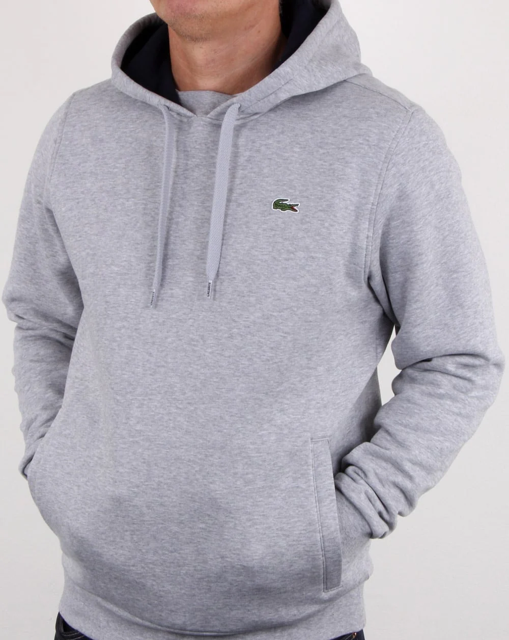 Lacoste Hooded Overhead Sweat Silver Chine/navy - Image 3