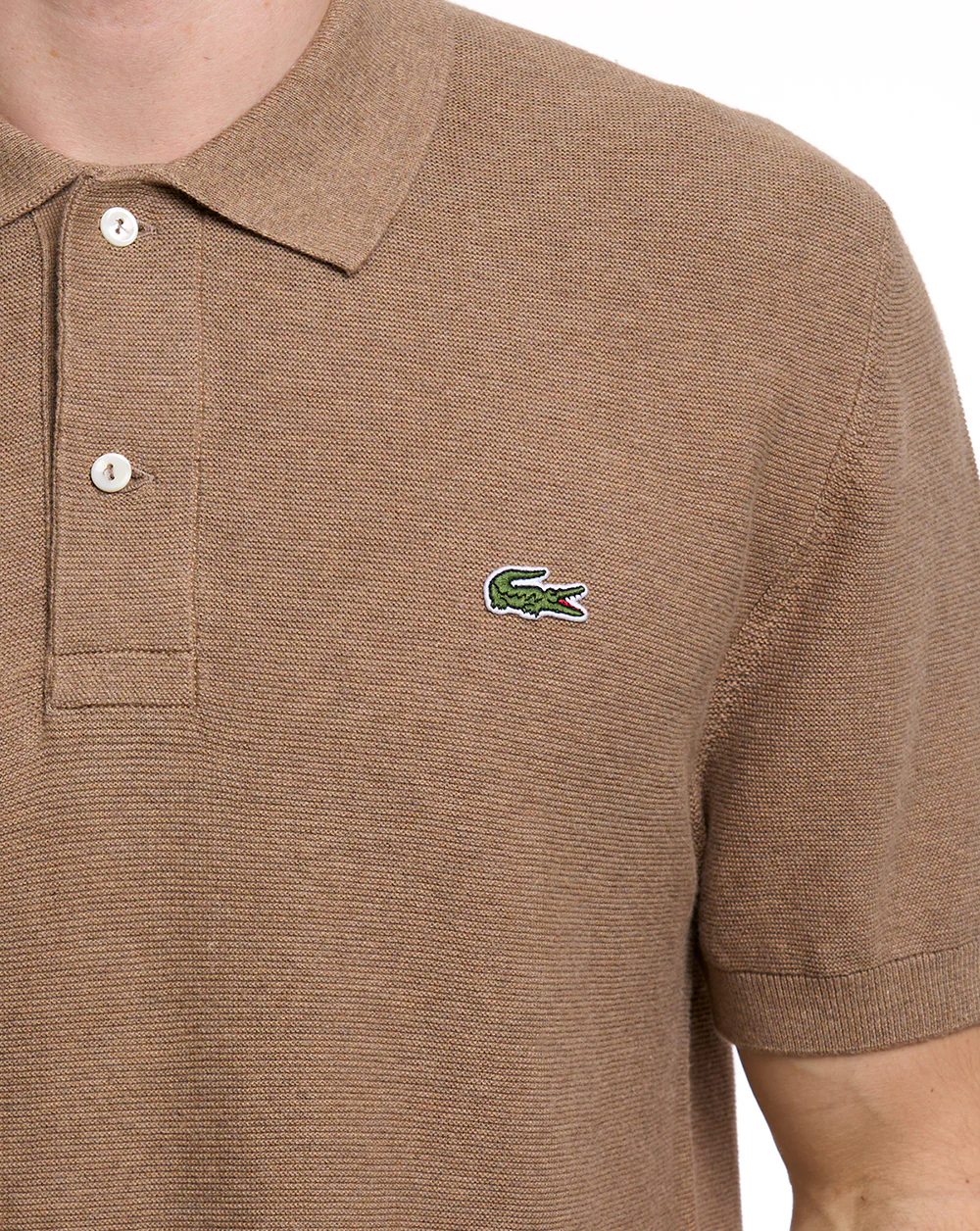 Lacoste Short Sleeve Knitted Polo Sand - Image 3