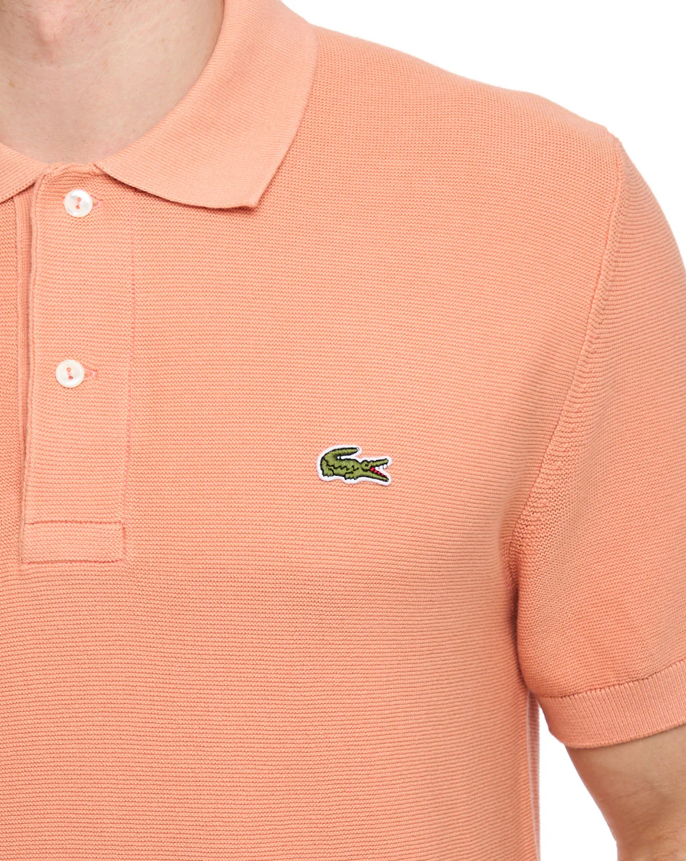 Lacoste Short Sleeve Knitted Polo Peach - Image 3