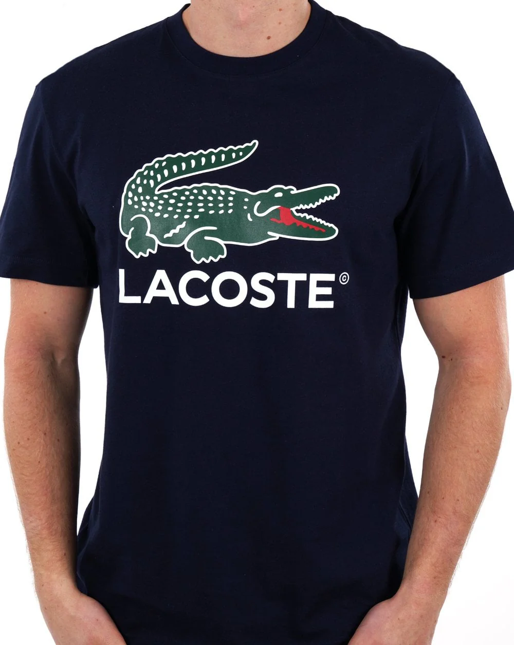 Lacoste Large Signature Print T-shirt Navy