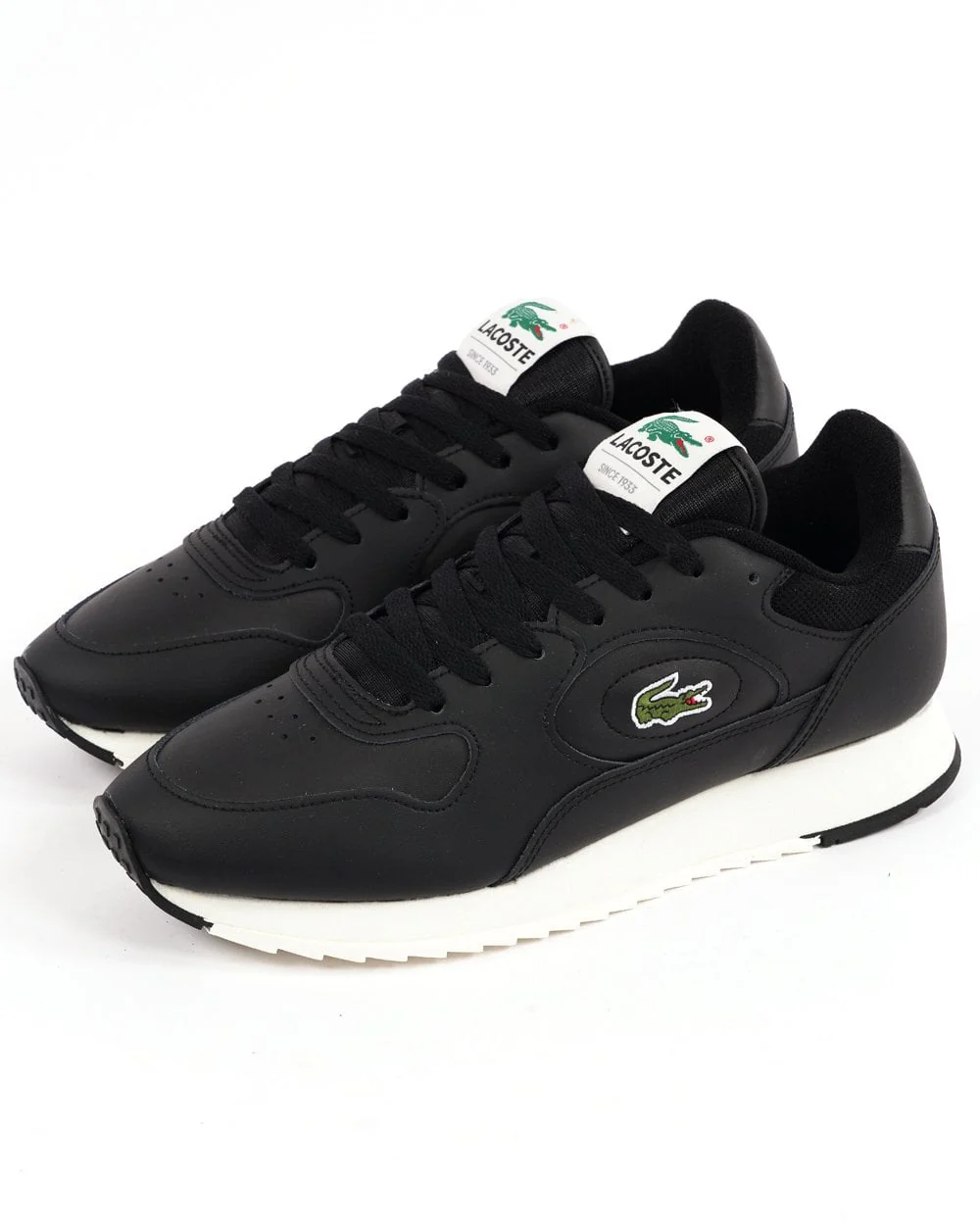 Lacoste Linetrack Leather Trainers Black/Off White - Image 2