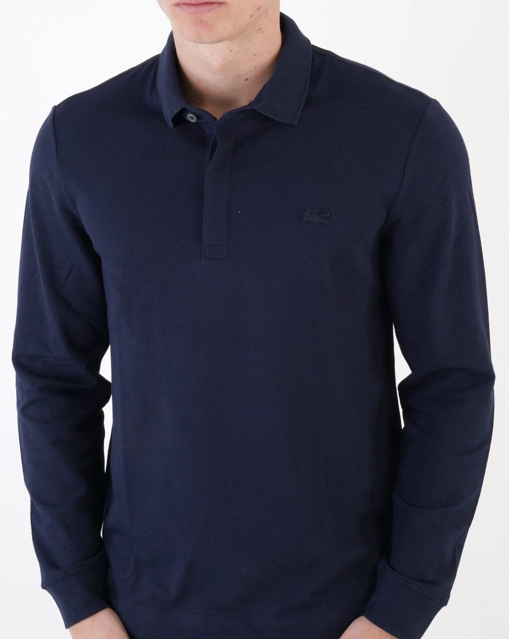 Lacoste Long Sleeve Tonal Paris Polo Shirt Navy - Image 4