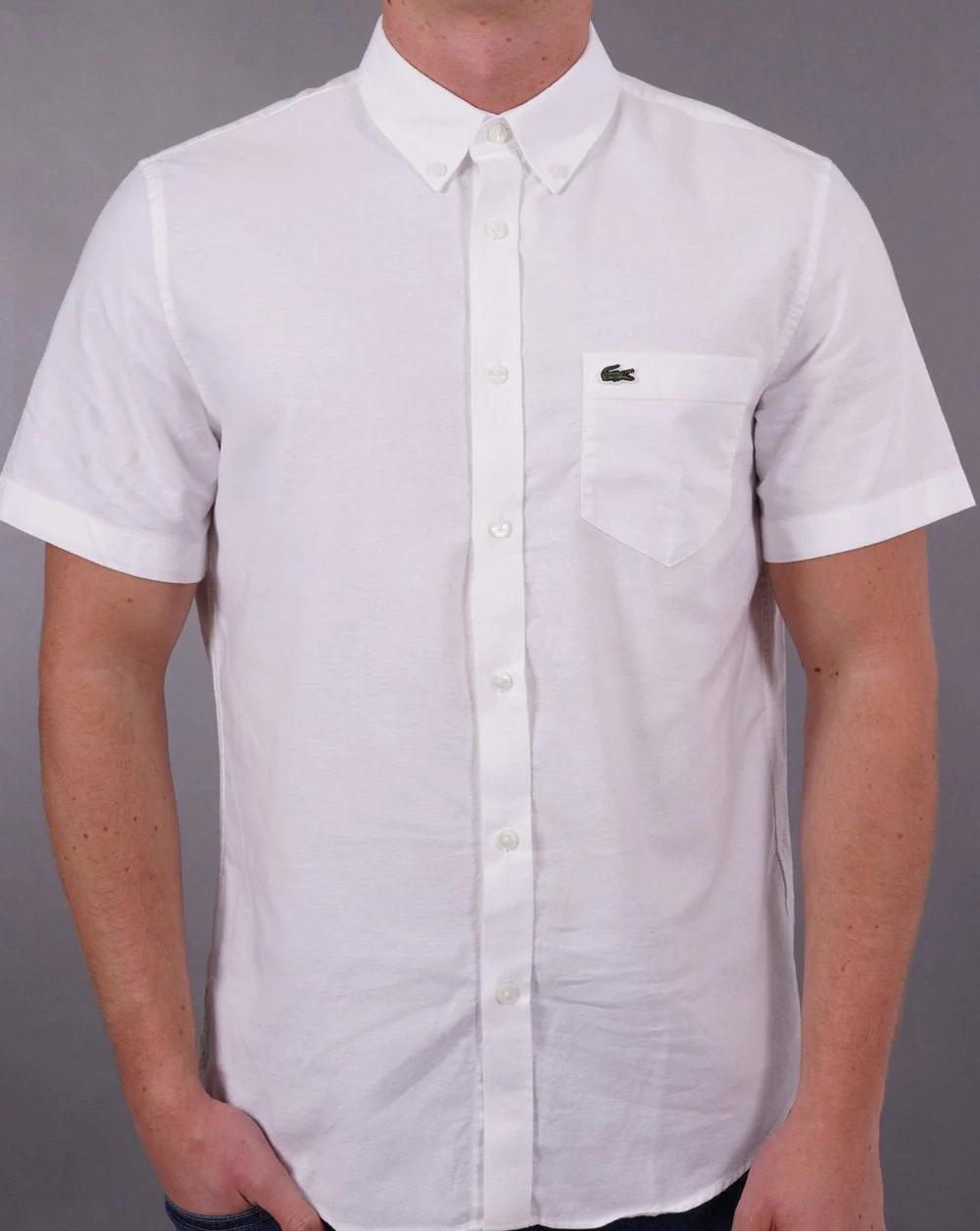 Lacoste Oxford Short Sleeve Shirt White - Image 3