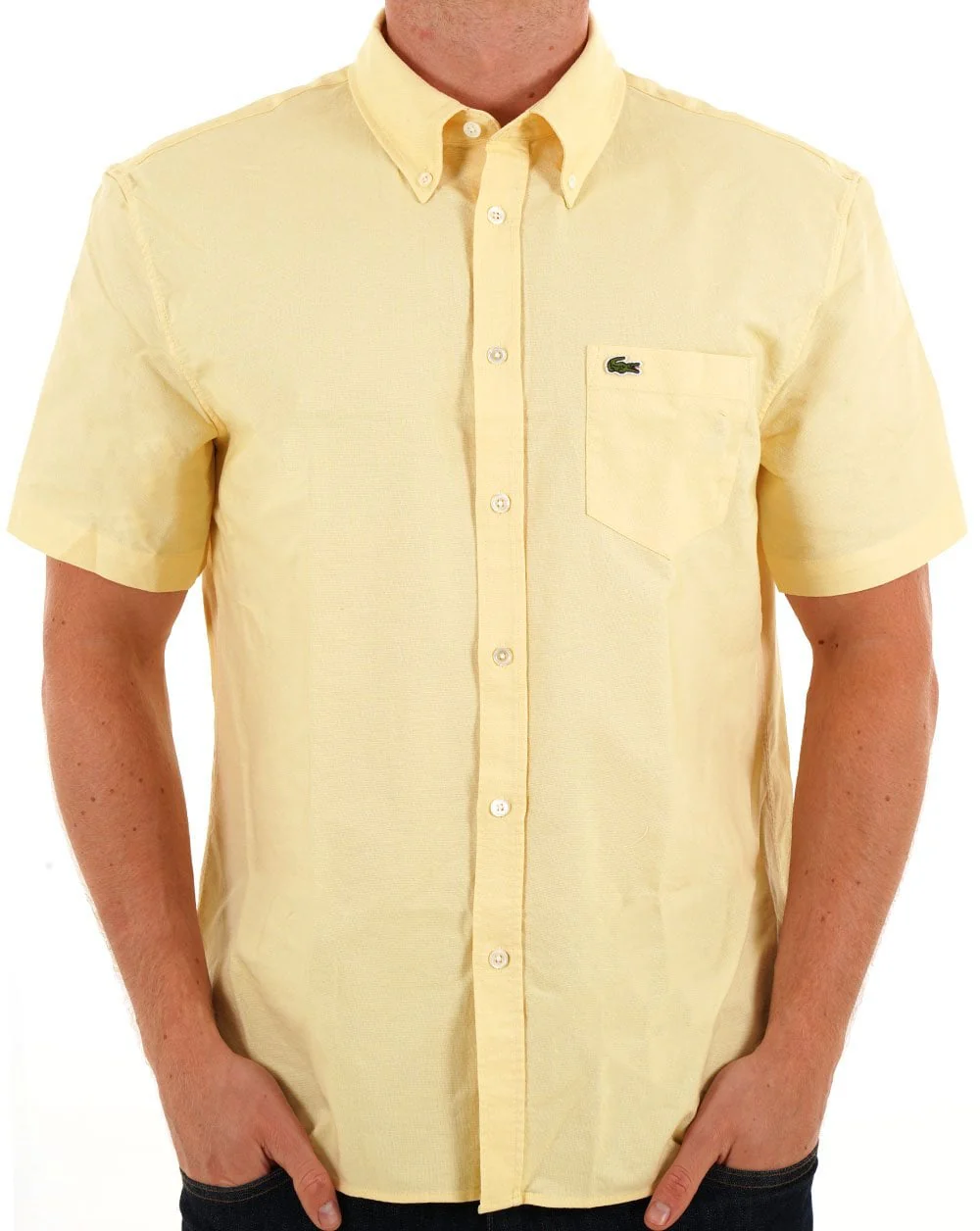 Lacoste Oxford Short Sleeve Shirt Yellow - Image 3