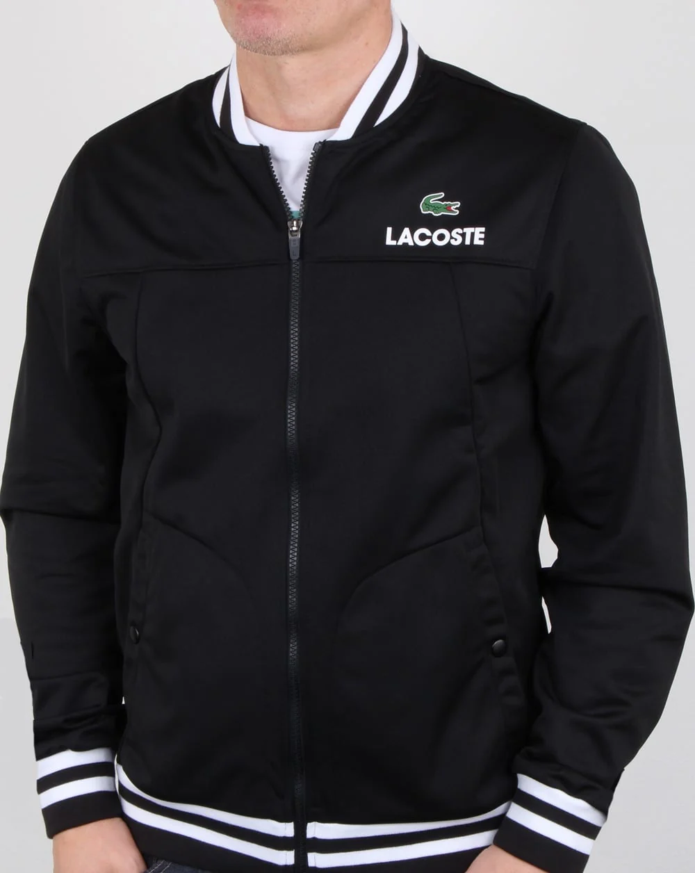 Lacoste Pique Poly Track Top Black/white