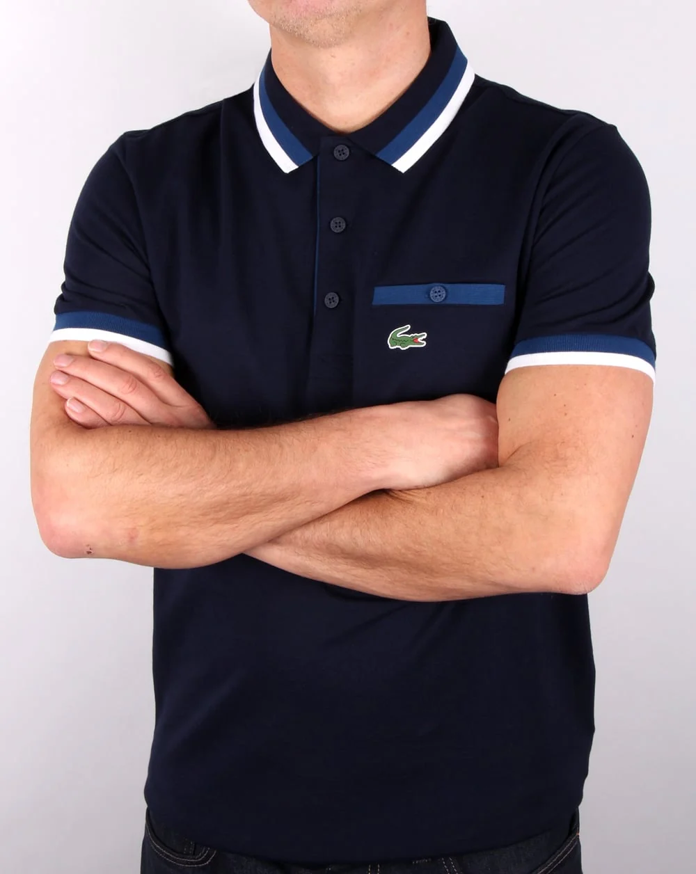 Lacoste Pocket Detail Polo Shirt Navy/cobalt - Image 3