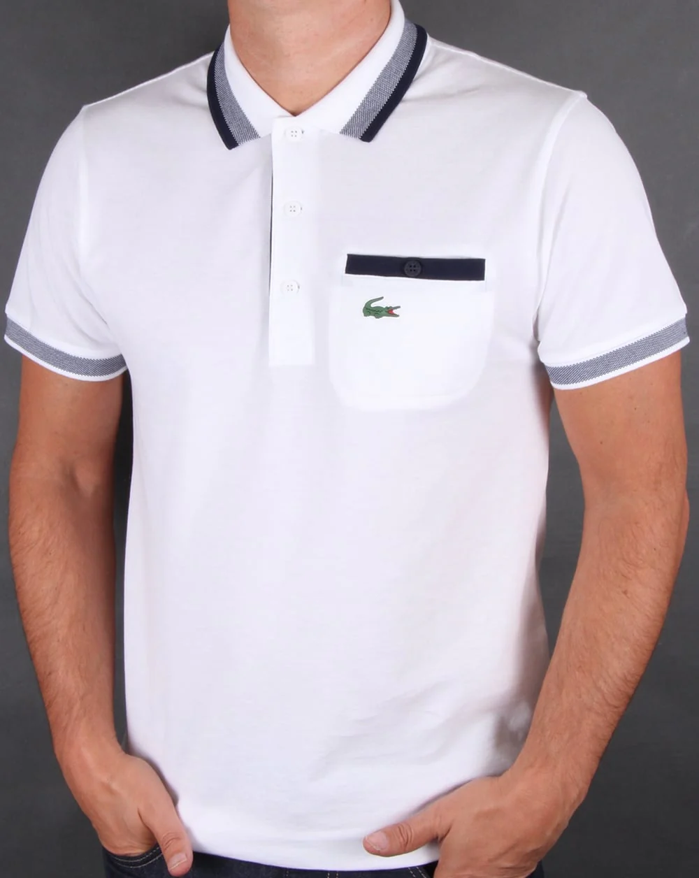 Lacoste Pocket Polo Shirt White/Navy