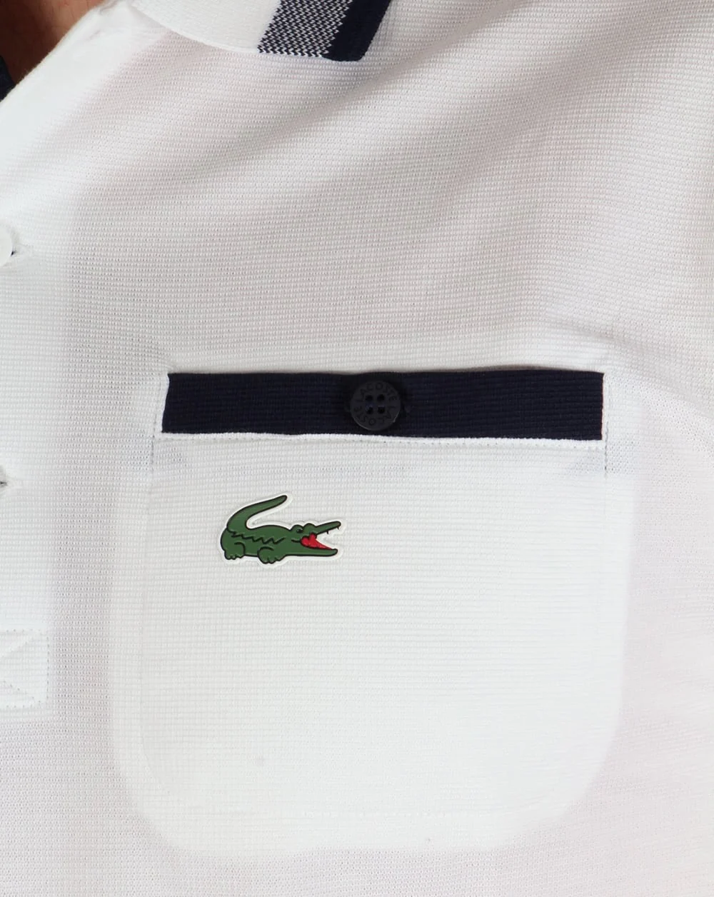 Lacoste Pocket Polo Shirt White/Navy - Image 3