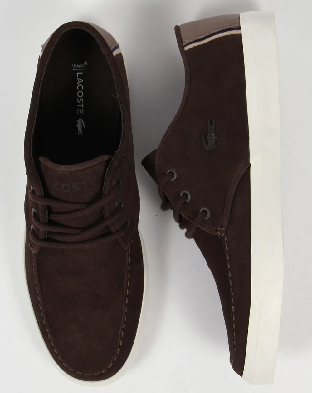 Lacoste Sevrin Suedette Boat Shoes Dark Brown - Image 2
