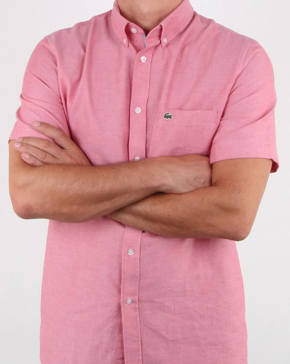 Lacoste Short Sleeve Oxford Shirt Fresh Pink - Image 3