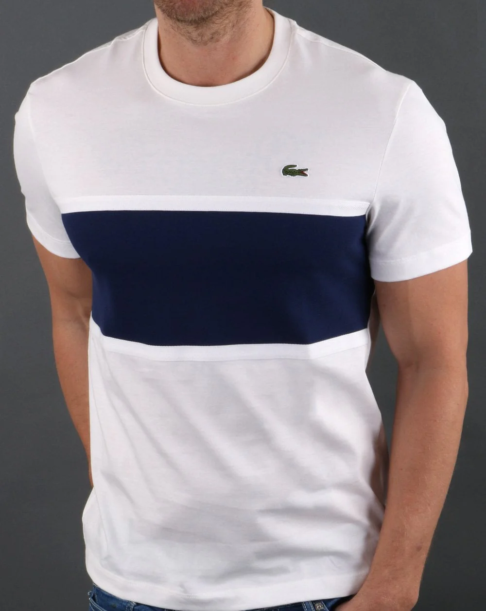 Lacoste Split T-shirt White/Navy - Image 3