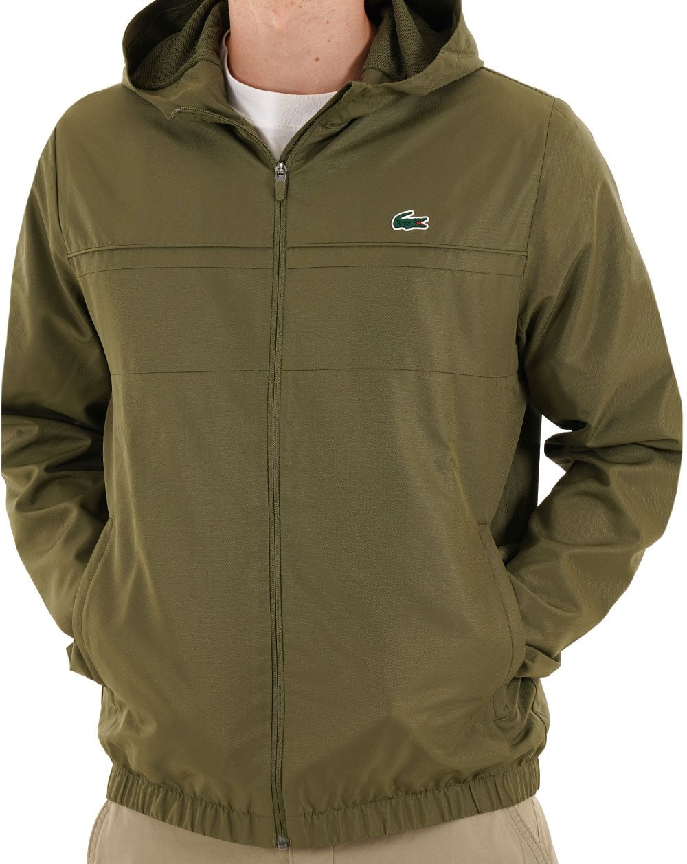 Lacoste Sport Hooded Jacket Olive Green - Image 3