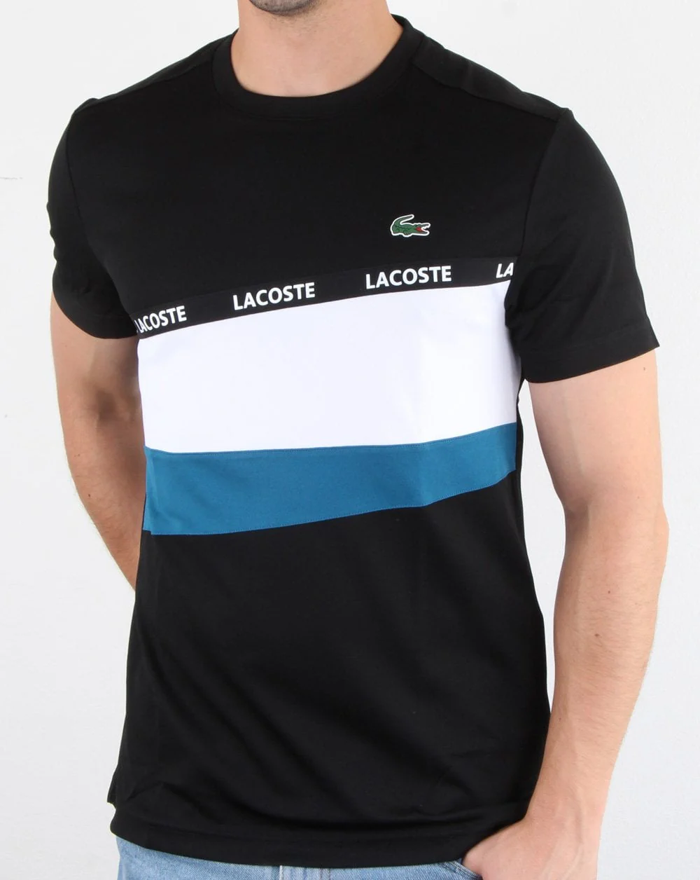 Lacoste Stripe Block T-shirt Black/White - Image 2