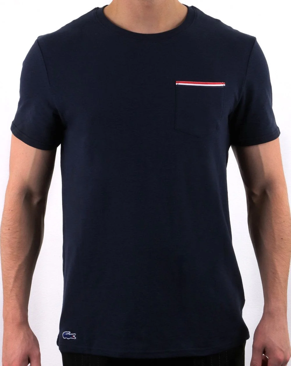 Lacoste Striped Pocket T-shirt Navy - Image 3