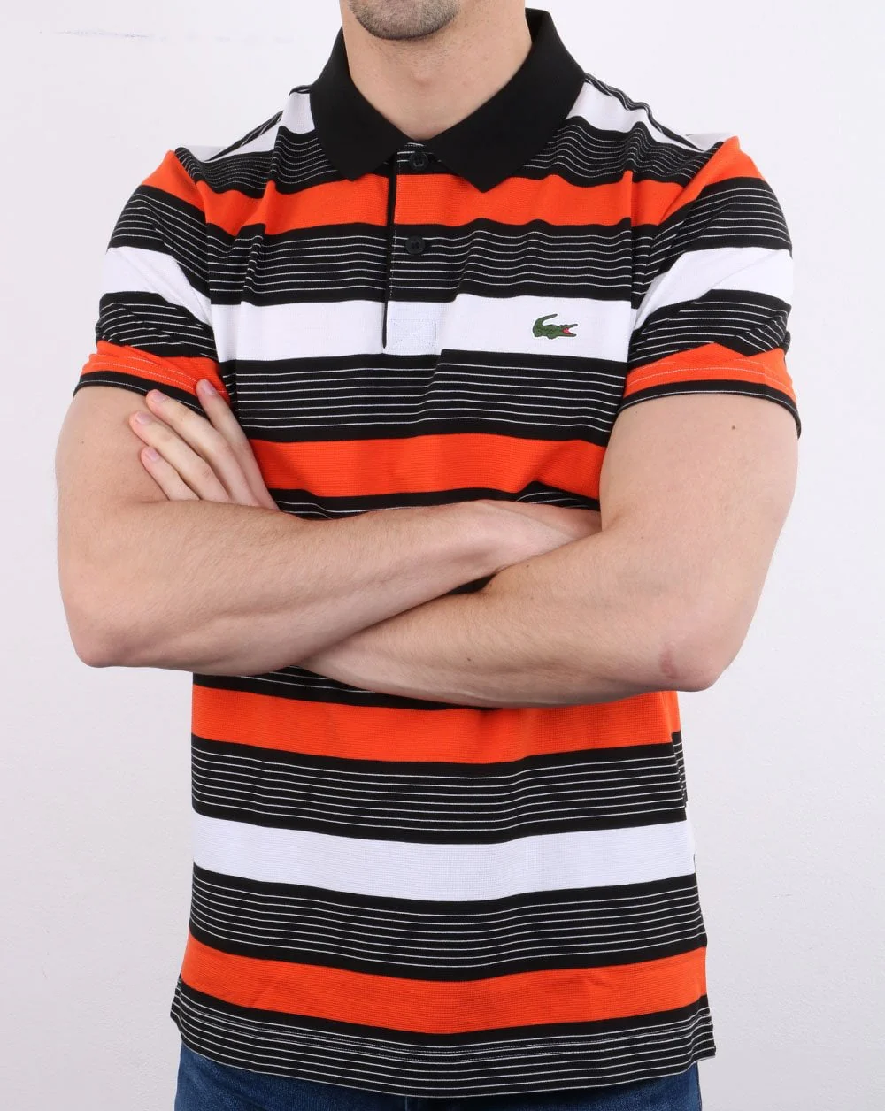Lacoste Striped Polo Shirt Black/white - Image 2