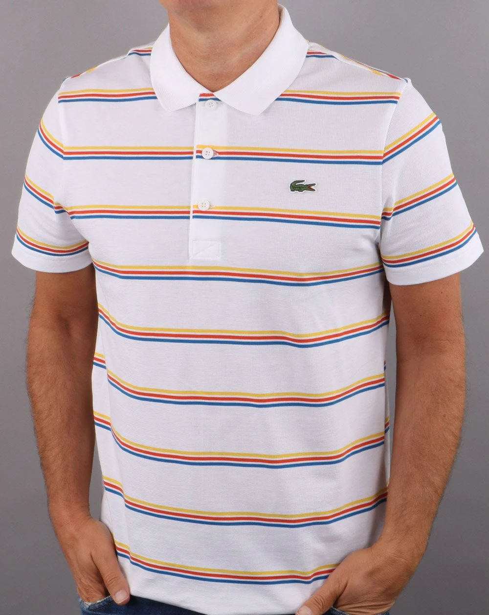 Lacoste Striped Polo Shirt White