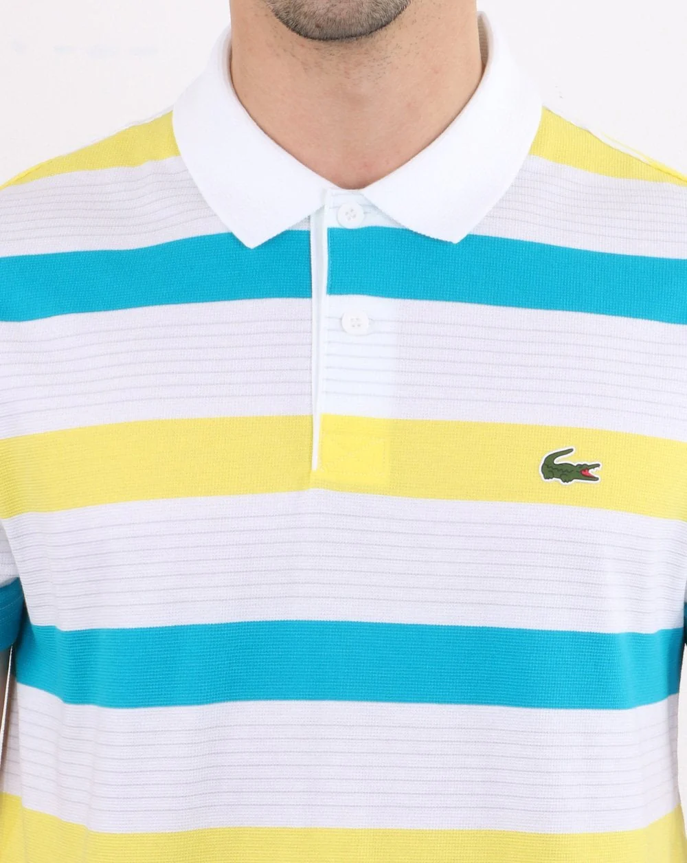 Lacoste Striped Polo Shirt White/lemon/cuba - Image 2