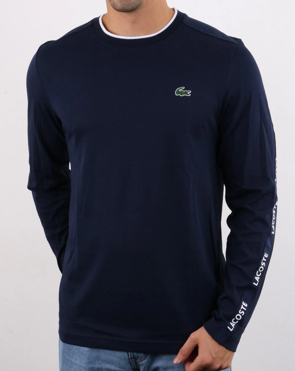 Lacoste Taping Long Sleeve T-shirt Navy/White - Image 2