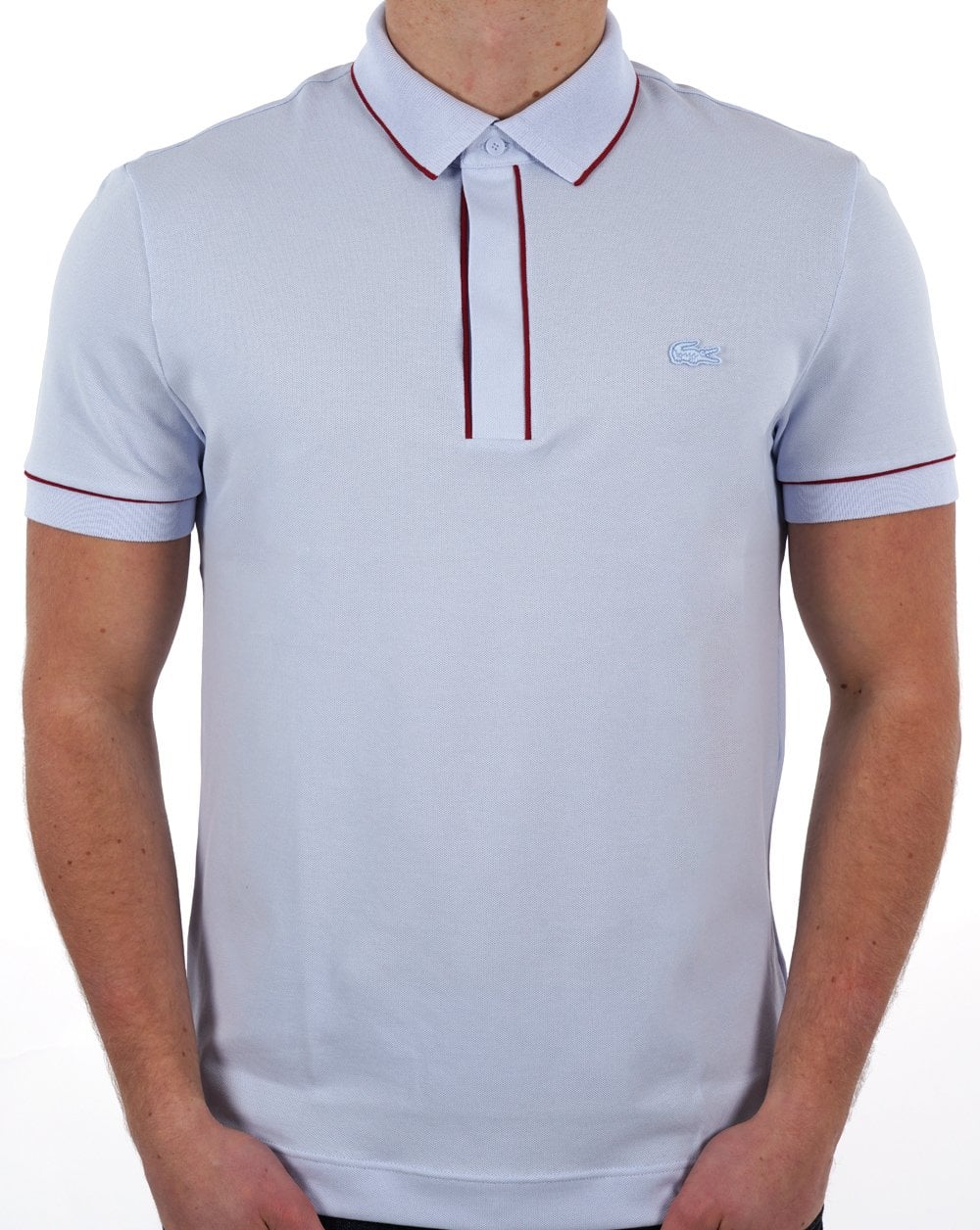 Lacoste Tipped Polo Shirt Light Blue - Image 4