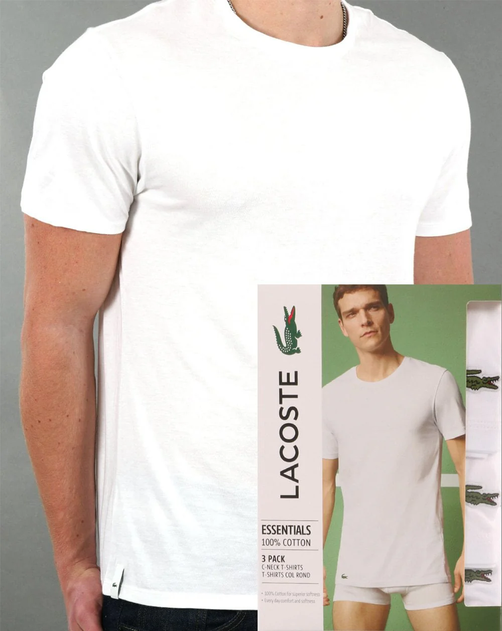 Lacoste Triple Pack Label T-shirt White/White