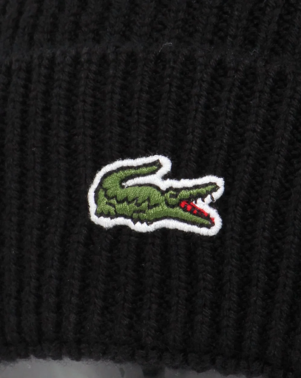Lacoste Turn Up Ribbed Wool Beanie Black - Image 3
